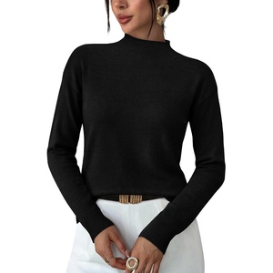 WIHOLL Womens Sweaters Mock Neck Long Sleeve Tops Fall Outfits Fashion 2026(Black)