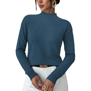WIHOLL Womens Sweaters Mock Neck Long Sleeve Tops Fall Outfits Fashion 2026(Blue)
