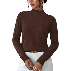WIHOLL Womens Sweaters Mock Neck Long Sleeve Tops Fall Outfits Fashion 2026(Chocolate Brown)