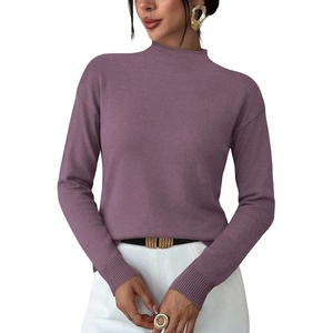 WIHOLL Womens Sweaters Mock Neck Long Sleeve Tops Fall Outfits Fashion 2026(Dusty Purple)